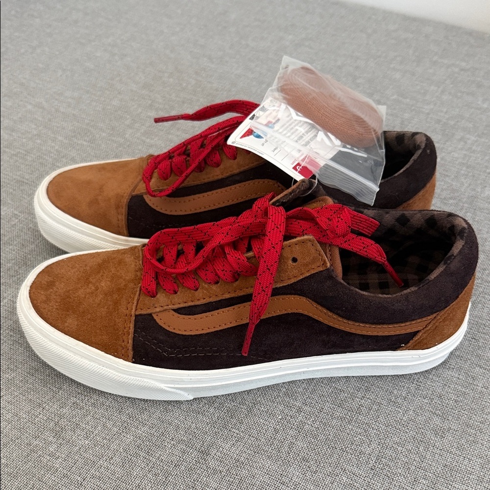 Vans Old Skool Men's Brown and Red Suede Sneakers - Picture 2 of 8